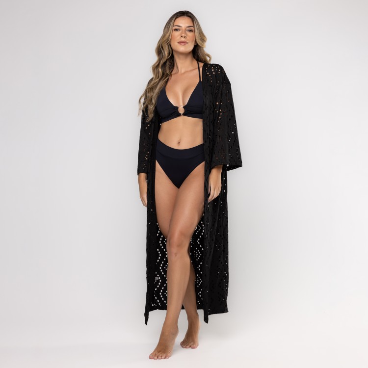 Kimono Longo Malha Rendada